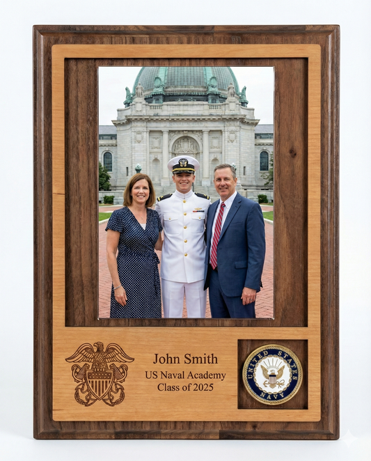 Personalized Officer Commissioning Plaque | Custom Military Photo Frame | Academy Graduation & ROTC Gift