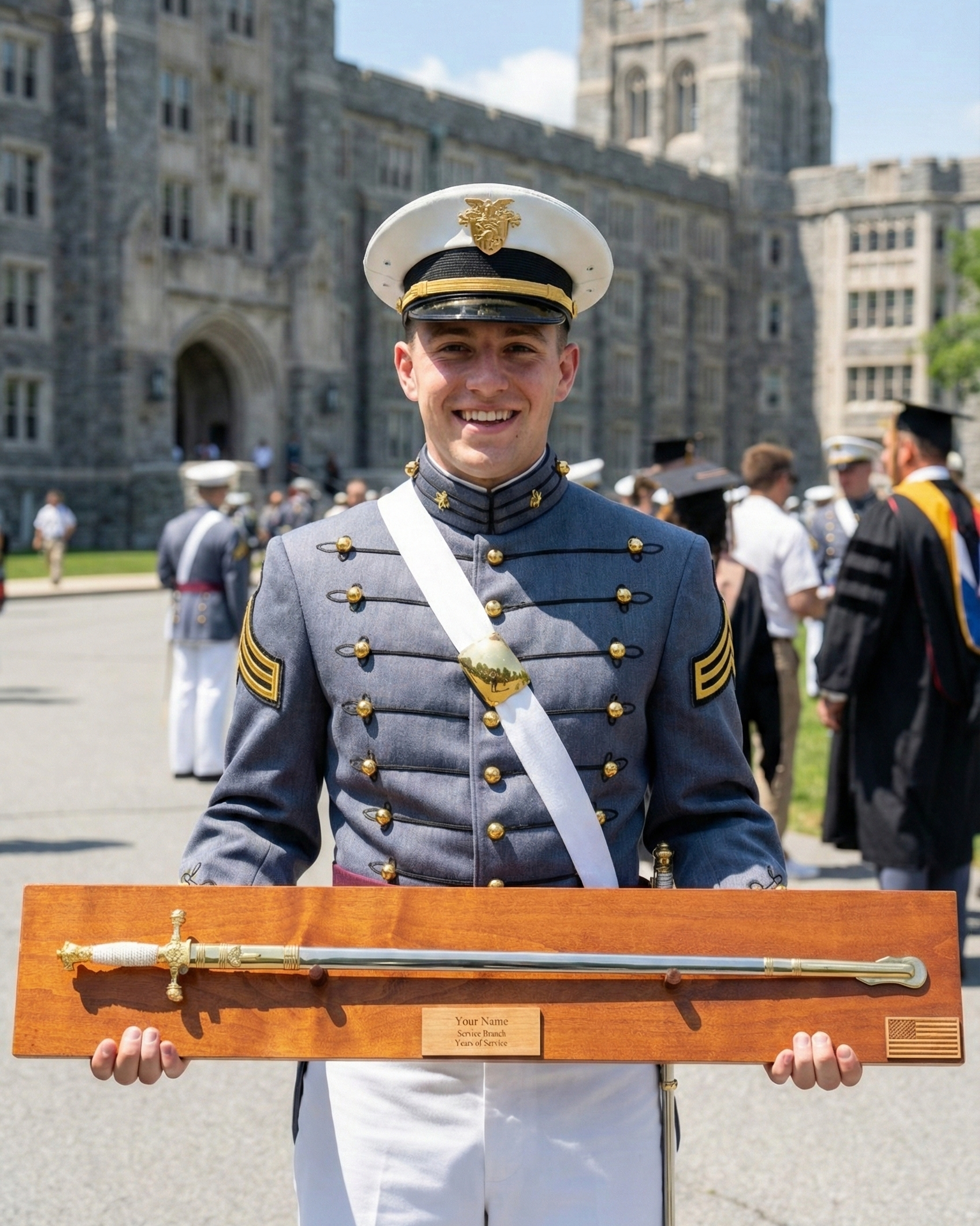 West Point Cadet with Saber Display as a graduation gift.